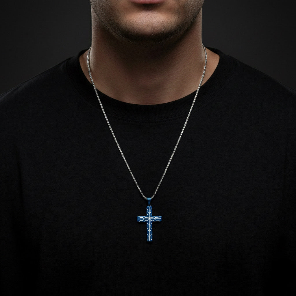 Azure Blue Cross Pendant (without chain)