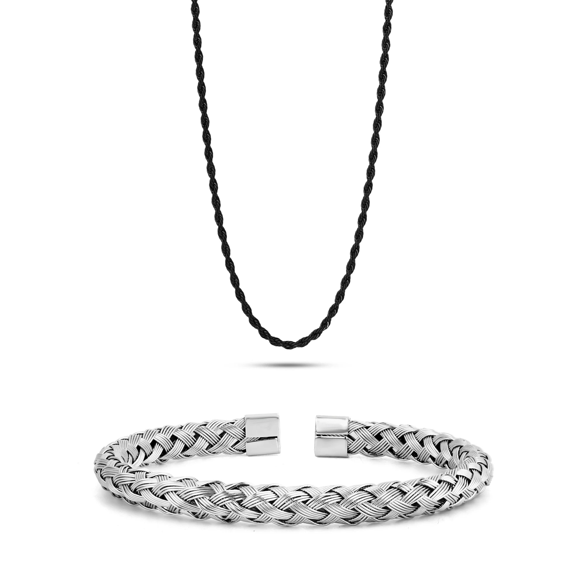 Classic Rope Bracelet + Black Rope Chain Combo